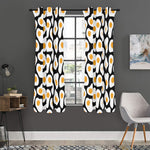 Black Fried Eggs Pattern Print Curtain