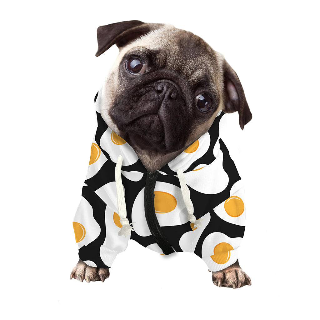 Black Fried Eggs Pattern Print Dog Zip Up Hoodie