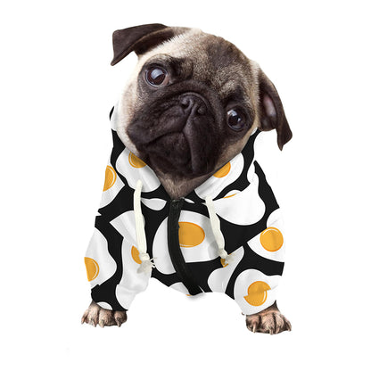 Black Fried Eggs Pattern Print Dog Zip Up Hoodie