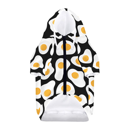 Black Fried Eggs Pattern Print Dog Zip Up Hoodie