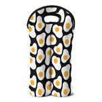 Black Fried Eggs Pattern Print Double Neoprene Wine Tote