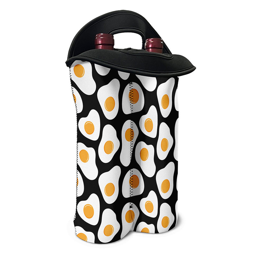 Black Fried Eggs Pattern Print Double Neoprene Wine Tote