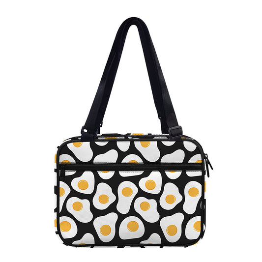 Black Fried Eggs Pattern Print Double Strap Bible Bag