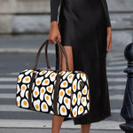 Black Fried Eggs Pattern Print Duffle Bag
