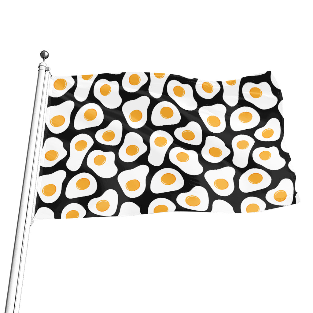 Black Fried Eggs Pattern Print Flag