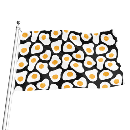 Black Fried Eggs Pattern Print Flag