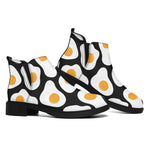 Black Fried Eggs Pattern Print Flat Ankle Boots