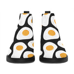 Black Fried Eggs Pattern Print Flat Ankle Boots