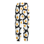 Black Fried Eggs Pattern Print Fleece Lined Knit Pants