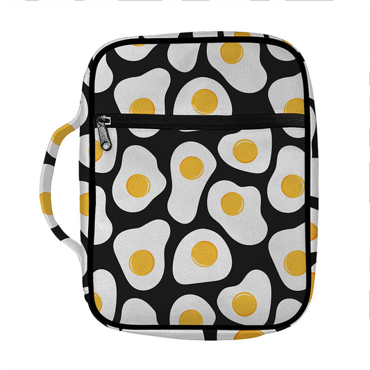 Black Fried Eggs Pattern Print Front Pocket Bible Bag