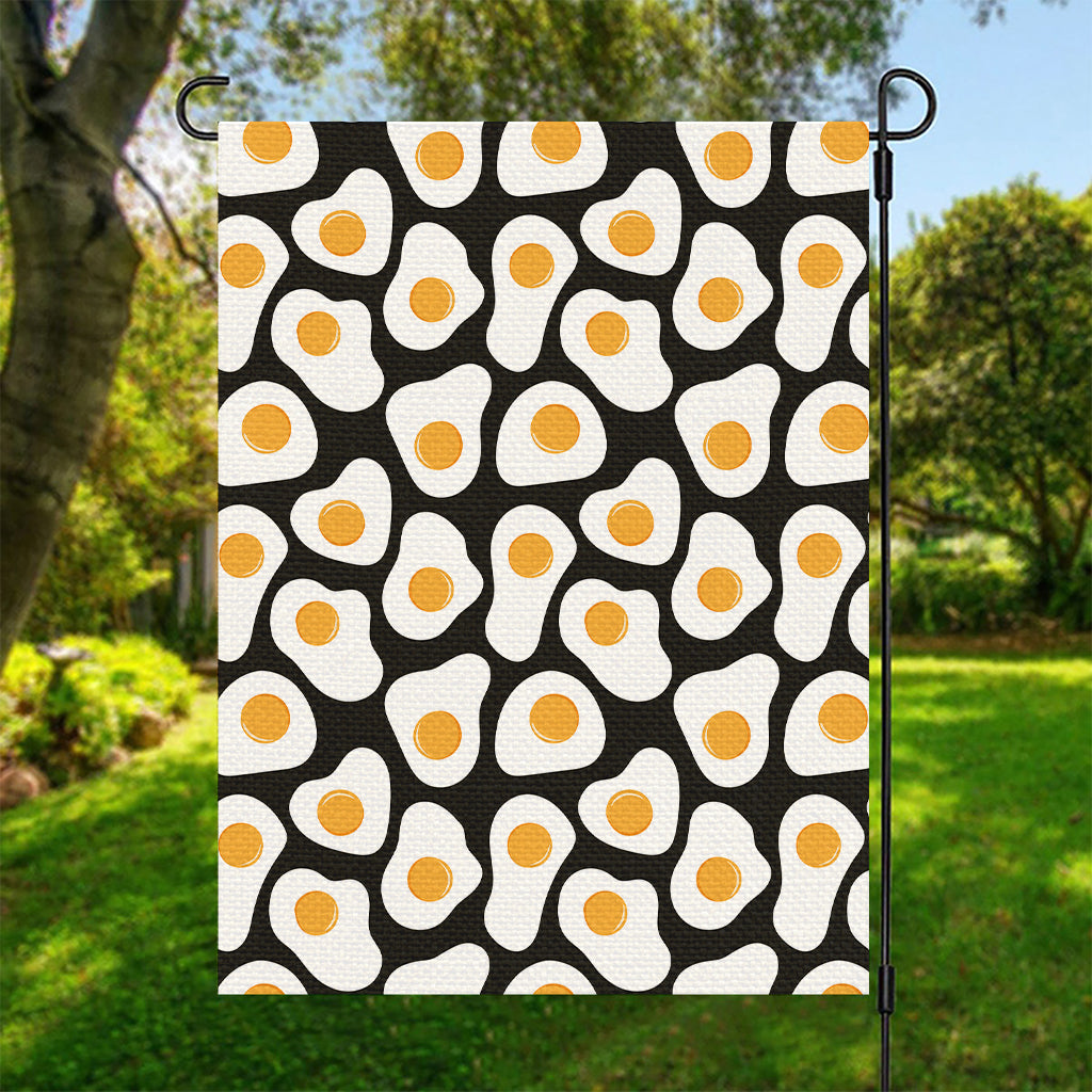 Black Fried Eggs Pattern Print Garden Flag