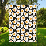 Black Fried Eggs Pattern Print Garden Flag