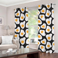 Black Fried Eggs Pattern Print Grommet Curtains