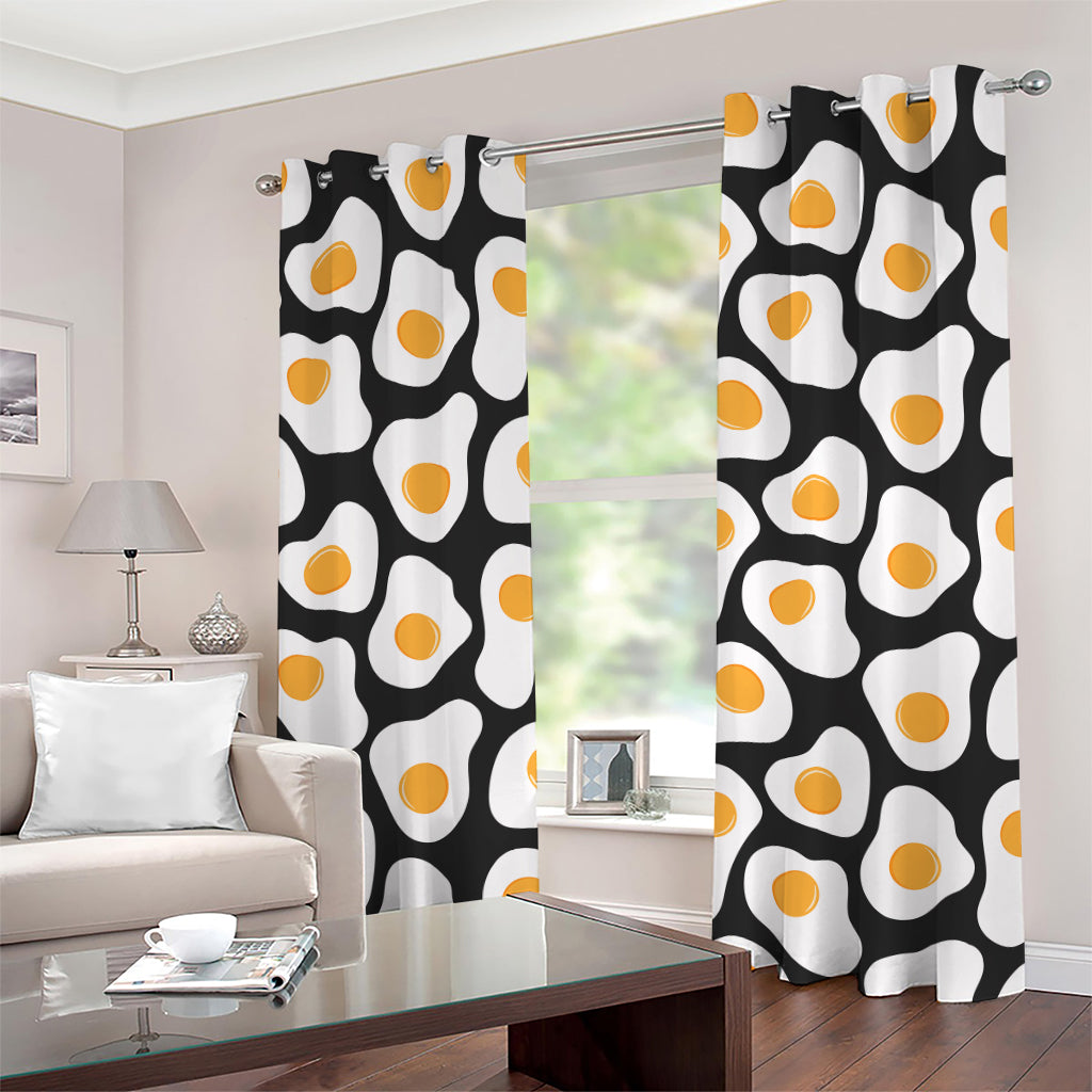 Black Fried Eggs Pattern Print Grommet Curtains