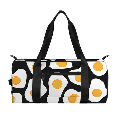Black Fried Eggs Pattern Print Gym Bag