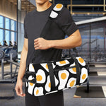 Black Fried Eggs Pattern Print Gym Bag