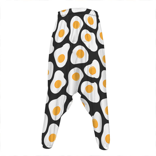 Black Fried Eggs Pattern Print Hammer Pants
