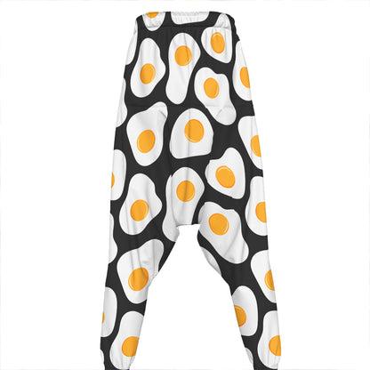 Black Fried Eggs Pattern Print Hammer Pants