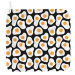 Black Fried Eggs Pattern Print Hand Towel