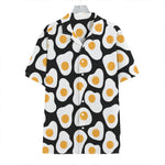 Black Fried Eggs Pattern Print Hawaiian Shirt
