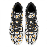 Black Fried Eggs Pattern Print High Top Leather Sneakers