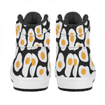 Black Fried Eggs Pattern Print High Top Leather Sneakers