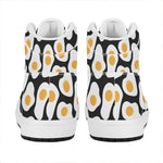 Black Fried Eggs Pattern Print High Top Leather Sneakers