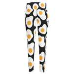 Black Fried Eggs Pattern Print High-Waisted Pocket Leggings