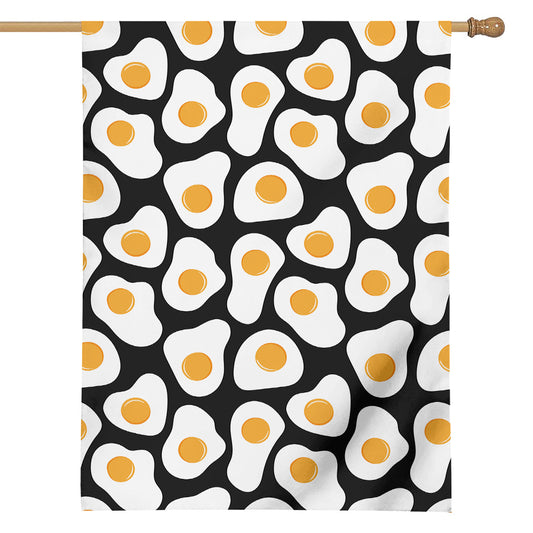 Black Fried Eggs Pattern Print House Flag