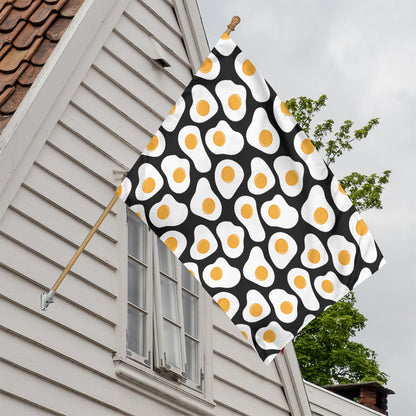 Black Fried Eggs Pattern Print House Flag
