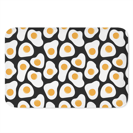 Black Fried Eggs Pattern Print Indoor Door Mat