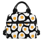 Black Fried Eggs Pattern Print Insulated Lunch Bag