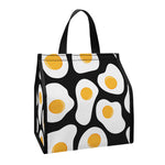 Black Fried Eggs Pattern Print Insulated Lunch Tote