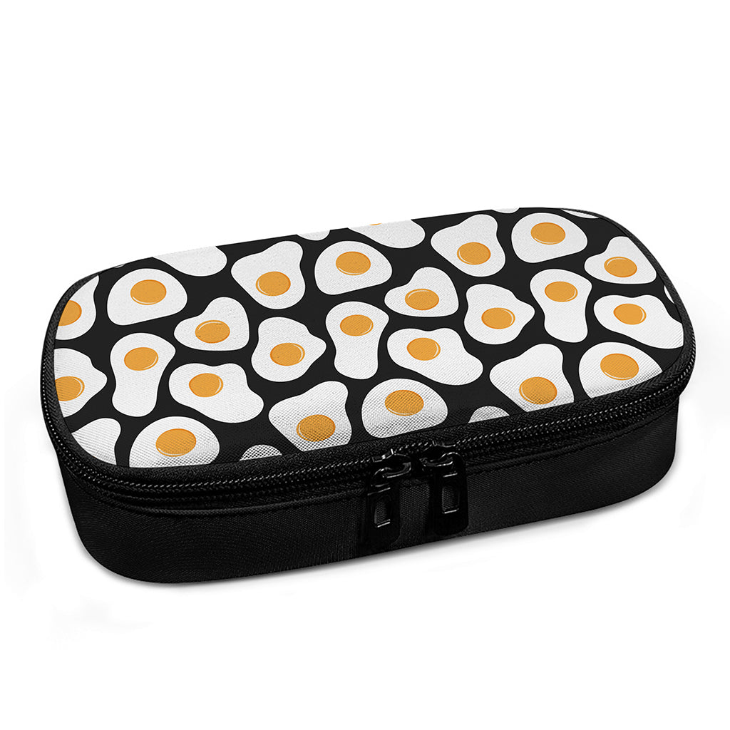 Black Fried Eggs Pattern Print Insulin Cooler Travel Case