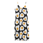Black Fried Eggs Pattern Print Jersey Midi Cami Dress