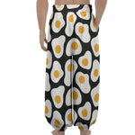 Black Fried Eggs Pattern Print Lantern Pants