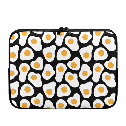 Black Fried Eggs Pattern Print Laptop Sleeve