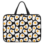 Black Fried Eggs Pattern Print Laptop Sleeve With Handle