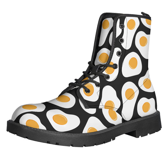 Black Fried Eggs Pattern Print Backpack