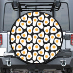 Black Fried Eggs Pattern Print Leather Spare Tire Cover