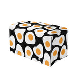Black Fried Eggs Pattern Print Leather Tissue Box Cover