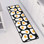 Black Fried Eggs Pattern Print Long Kitchen Mat