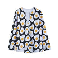 Black Fried Eggs Pattern Print Long Sleeve Short Coat