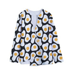 Black Fried Eggs Pattern Print Long Sleeve Short Coat