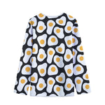Black Fried Eggs Pattern Print Long Sleeve Short Coat