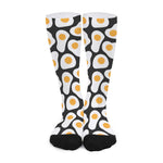 Black Fried Eggs Pattern Print Long Socks