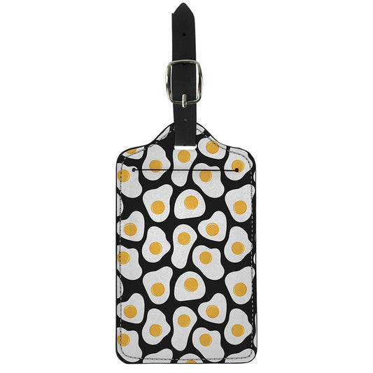Black Fried Eggs Pattern Print Luggage Tag