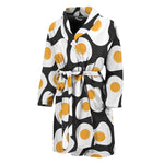 Black Fried Eggs Pattern Print Men's Bathrobe