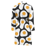 Black Fried Eggs Pattern Print Men's Bathrobe