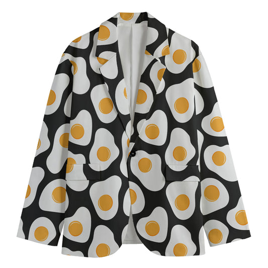 Black Fried Eggs Pattern Print Men's Blazer